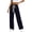 Black, variant on Wide Leg Pants for Women Waffle Knit Drawstring Elastic Waist Loose Casual Trousers with Pockets,Black