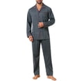 thumbnail image 2 of Pijama de 2 piezas de manga larga con botones y bolsillo para hombre INSPIRE CHIC, color azul oscuro, 2 of 5