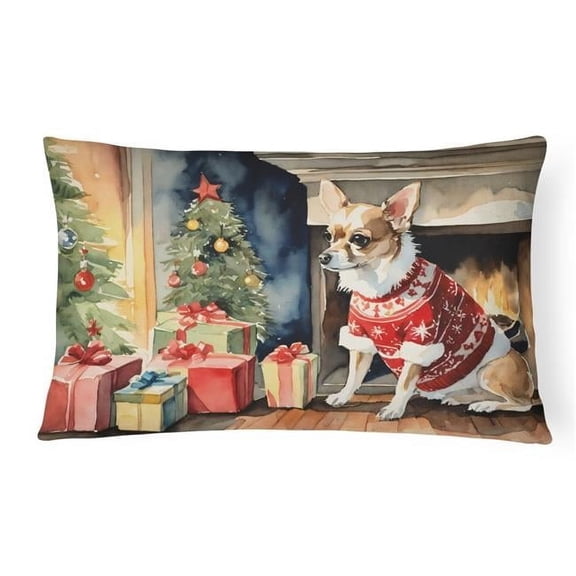 16 x 12 in. Unisex Chihuahua Christmas Fabric Decorative Pillow