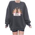 thumbnail image 2 of asdoklhq Christmas Oversized Sweatshirt for Women Round Printed Loose Fitting Sweatshirts Long Sleeve Hoodless Sweatshirts Dark Gray XL, 2 of 4