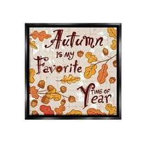 Stupell Industries Autumn Phrase with Leaves Holiday Painting Black Floater Framed Canvas Art Print Wall Art, 18 x 18