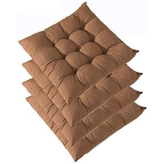 NAMZI Set of 4 Indoor/Outdoor Chair Cushion, Cotton Chair Pads Square, Cushions for Wicker Chair Seat, for Rocking, Dining, Patio, Camping, Kitchen Chairs (40X40cm),Light Coffee