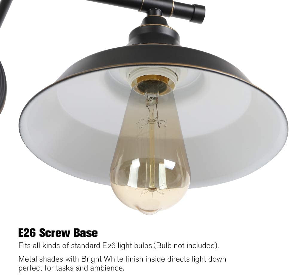 Bathroom Vanity Light, 2 Light Wall Sconce Fixture with Black Lampshades, Vintage Edison Wall Lamp Lighting for Bathroom Bedroom Farmhouse Living Room Mirror Cabinets Dressing Table