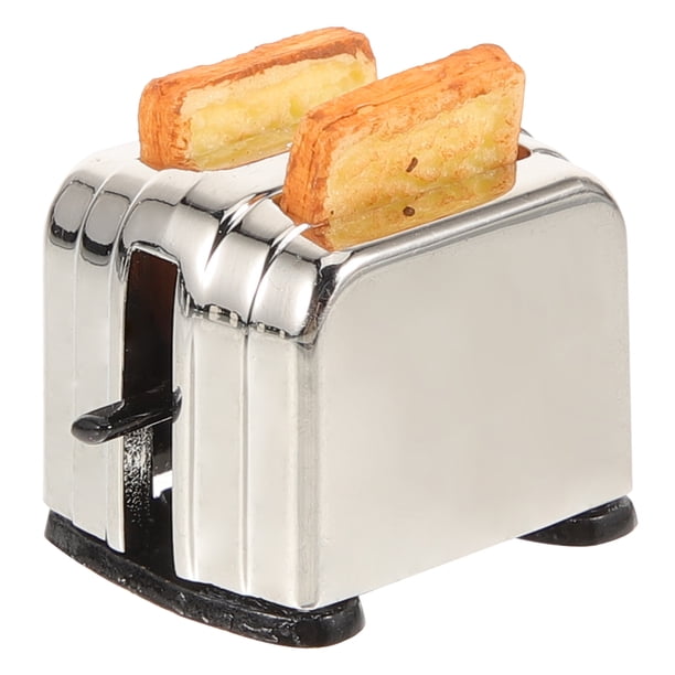 KAKOWELY Tostadora de juguete, casa de muñecas, electrodoméstico de cocina, máquina para hacer pan en miniatura, juguete de simulación para niños