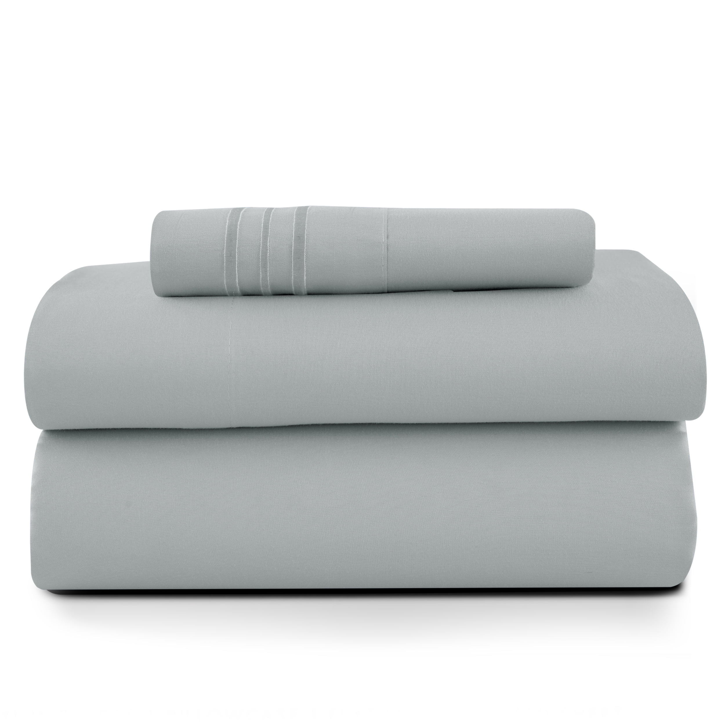 Home Collection Deals Lux Decor Twin-XL Bed Sheet Set, 3-Piece Plain Soft Microfiber – Deep Pocket Twin XL Bed Sheets, Includes 1 Fitted Sheet, 1 Flat Sheet, 1 Pillowcase, Gray