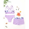 thumbnail image 6 of Sholeno Girls 3 Piece Bikini Set Criss Cross Back Tankini Swimsuit Beach Sport Swimwear Bathing Suit Purple 12, 6 of 6