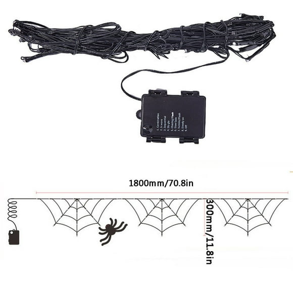 Halloween Guirlande Lumineuse LED Violette - 20 Ampoules en Forme de Toile Alimentées par Batterie Décoration de Fête pour Mur Fenêtre Porche Clôture Atmosphère Festive Création Taille 70.8x11.8 Po