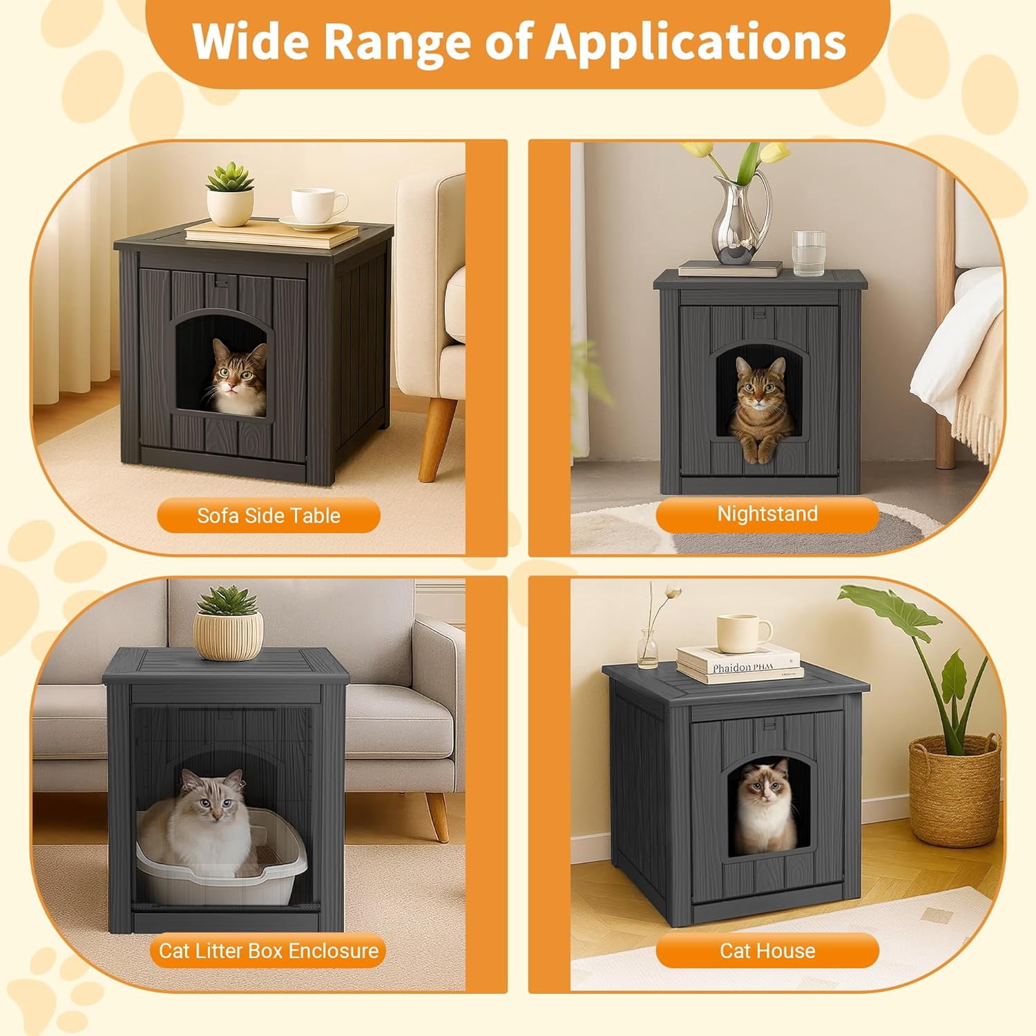 LEHOME Outdoor Cat House -Weatherproof Resin Cat Houses for Cats, Durable, Easy Assembly,cat Igloo Outdoor，Durable & Insulated Shelter for Garden, Patio, or Backyard（Black，18.46 * 23.62 * 21.42）