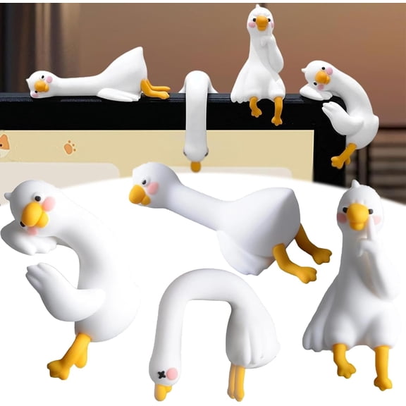 Mini Lazy Ducks Desk Ornaments, Cute & Tiny Adorable Duck Figurine, Desk Adorable Duck Ornaments - Ornament Computer Monitor Decoration, Mini Desktop Computer/Vehicle Screen Decoration