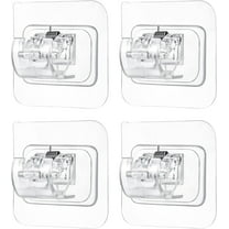 4Pcs No Drill Curtain Rod Brackets, No Drilling Self Adhesive Curtain Rod Holders Nail Free Adjustable Curtain Rod Hooks, Clear Curtain Hangers Wall Bracket for Bathroom Kitchen Home Hotel