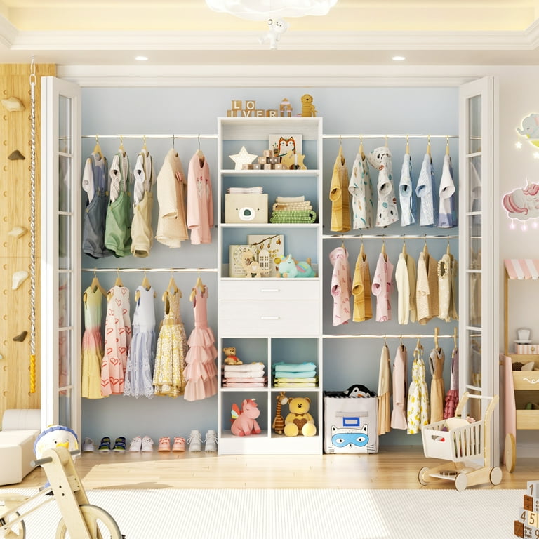 Homieasy 4-8 FT Walk-in Closet Organizer Tower, Wooden Drawers