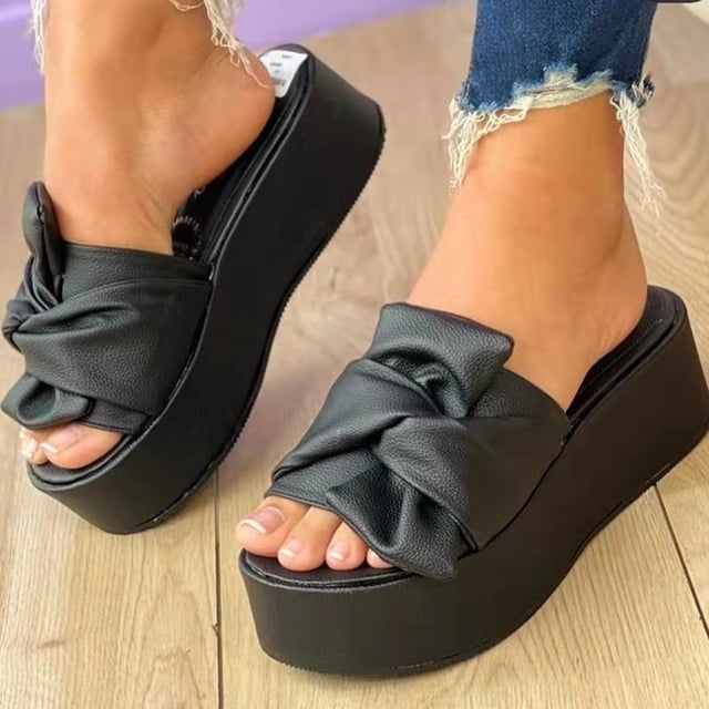 Zapatillas de verano para mujer, sandalias de suela gruesa, zapatos informales con lazo para mujer, zapatillas Wmkox8yii ytu8650