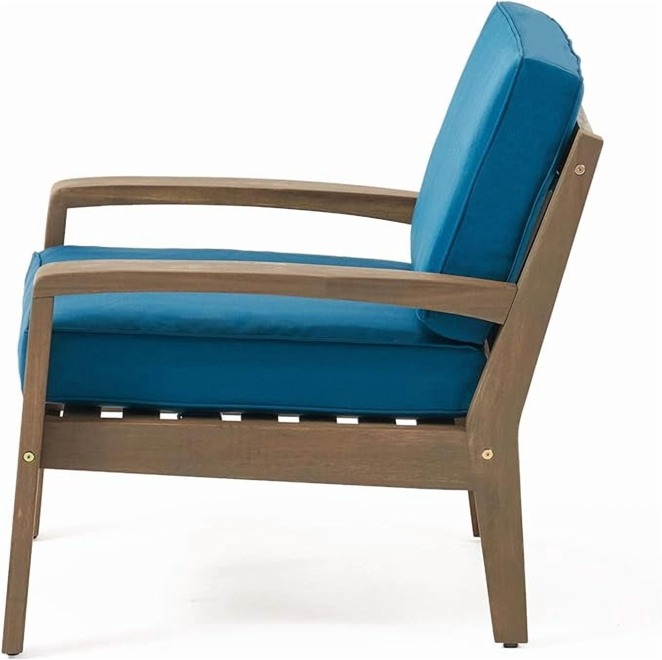 Outdoor Acacia Wood Club Chair Set of 4, Multi Quantity Leisure Single Seats for Patio Garden, Dark Gray