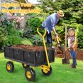 thumbnail image 2 of Funcid Steel Garden Cart with Removable Sides, Heavy Duty Yard Cart with Liner, 660 LBS Capacity Wagon, Rotating Handle, 10" Tires Wheels, Perfect for Garden Farm Yard, Yellow, 2 of 10
