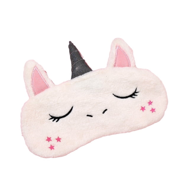 Máscara para dormir de peluche con forma de unicornio para niños y adultos