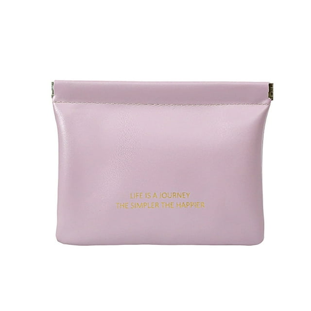 CNKOO Lipstick Bag Automatic Closing Water Resistant Solid Color Dustproof Elastic Sheet Faux Leather Mini Earphone Jewelry Organizer for Daily Use