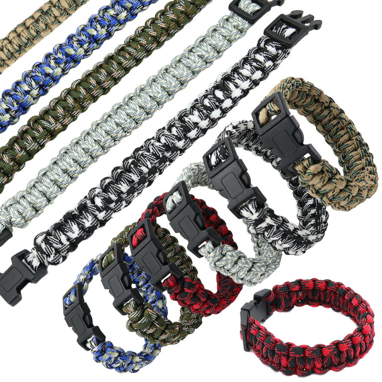 7DAYWEAR Paracord Bracelets for Men, Boys, Kids 12 PCs - Camo Survival  Tactical Bracelet Braided with 550 lbs Parachute Cord 