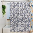thumbnail image 3 of Blue Floral Leaf Waterproof Shower Curtain, Large 72"x84" Washable Polyester Fabric Shower Curtains for Bathroom, Retro Farmhouse Plant Tree Branch Decorative Bathtub Curtain Sets with Hooks, 3 of 9