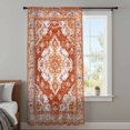 thumbnail image 4 of Orange Red Boho Sheer Curtains 45 Inches Long, Ethnic Geometric Middle Century Art Light Filering Curtains, Breathable Simi Curtain Privacy Drapes for Kitchen Bathroom Small Window Treatment, 4 of 9