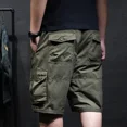 thumbnail image 2 of Pantalones cortos para hombre, anchos, holgados, de gran tamaño, con botones, pantalones cortos cargo para hombre, sueltos, populares, elegantes, casuales, de algodón, vintage, nuevos en Y2k, 2 of 5