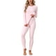 thumbnail image 1 of Conjuntos de ropa interior térmica para mujer INSPIRE CHIC, camiseta de manga larga con leggings, pijama de capa base para el frío invierno, color rosa, 1 of 6