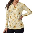 thumbnail image 2 of Xoenoiee Sunflower Daisy Bee Print Women's Golf Polo Shirt Long Sleeve Shirts V-Neck Collared Lightweight Blouses Breathable Athletic Tennis Shirts Moisture Wicking Quick Dry Workout Top, Size XS, 2 of 7