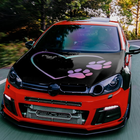 Large PVC Waterproof Dog Paw Print Car Hood Protector Suitable for, Trucks, SUVs - Fit All-Weather Sticker, Easy Install/Remove, Vehicle Hood Decoration