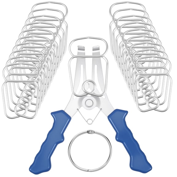 20 Pcs Miter Spring Clamp Kit Stainless Steel Miter Clamp with Spring Loaded Pliers and Organizer Ring for Woodworking, Picture Frames, Wood Trim, Moldings, 6.5 x 5.9inch