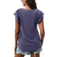 thumbnail image 4 of Womens Summer Tops Dressy Casual Ruffle Short Sleeve Crewneck Shirts Solid Color Loose Fit Basic T Shirts Tunic Blouses, 4 of 6