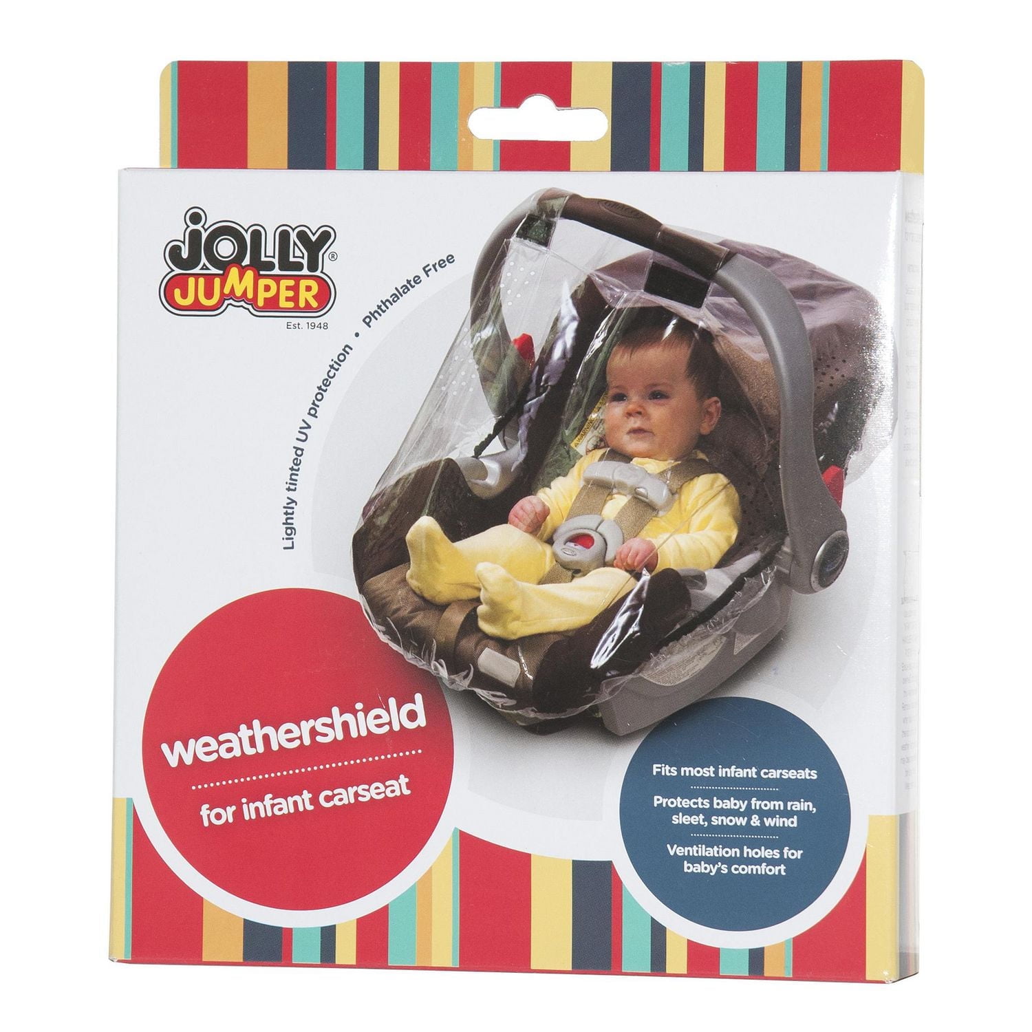 Jolly Jumper Weathershield for Infant Car Seat | Clear Phthalate-Free Rain & Wind Cover with UV Protection | Ventilated Design