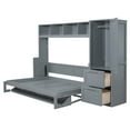 thumbnail image 4 of MODERNLUXE Full Size Murphy Bed with Closet Organizers,Wood Wall Bed Cabinet with Storage Shelves and 2 Drawers for Guest Room or Home,Gray, 4 of 11