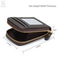 thumbnail image 4 of Gustave Women Men Leather Credit Card Holder RFID Blocking Spacious Zipper Card Wallet Small Purse with ID Window Pocket (Black), 4 of 10