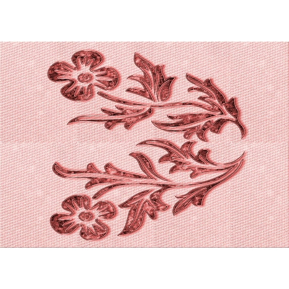 Ahgly Company Indoor Rectangle Patterned Light Rose Pink Area Rugs, 8' x 12'
