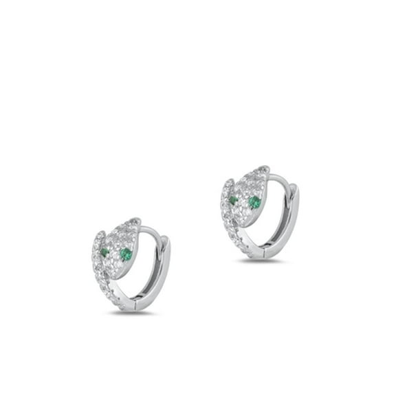 Sterling Silver Clear Cubic Zirconia High Polished Snake Earrings .925 New Jewelry Female Unisex