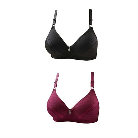 Itsame 2PC Bras for Women s Full Support Everyday Casual Bra Set Tie Back Wireless Comfort Bralette Red Size 46