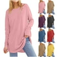 thumbnail image 7 of Lovskoo Womens Tops Casual Solid Color Round Neck Long Sleeved Oversize Top Red, 7 of 7