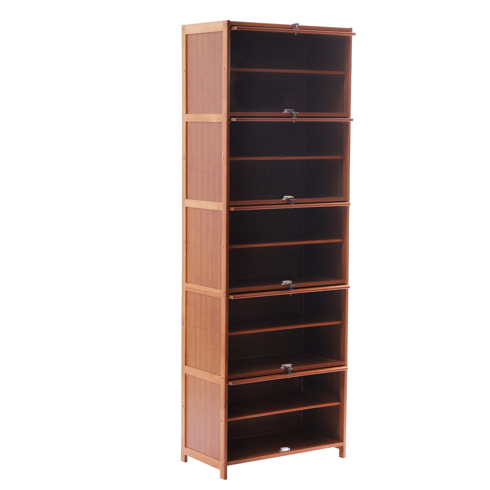 11-Tier Bamboo Shoe Cabinet with Door, Tall Narrow Shoe Storage for Entryway, 20 Pair Capacity Freestanding Wooden Shoe Rack Organizer, Brown