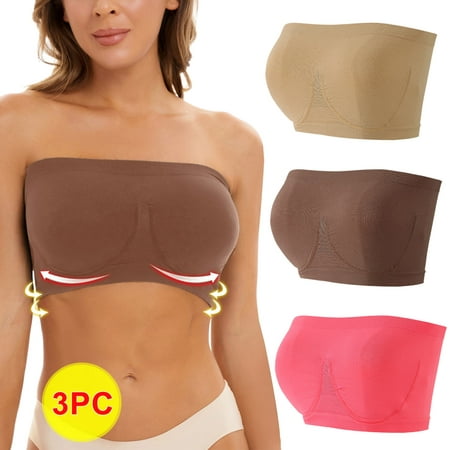 

Jsaierl Women s Strapless Bras Plus Size Lift T-shirt Bras Seamless Comfy Bralettes Shapewear Breathable Full Figure Bra Sets 3 Pack