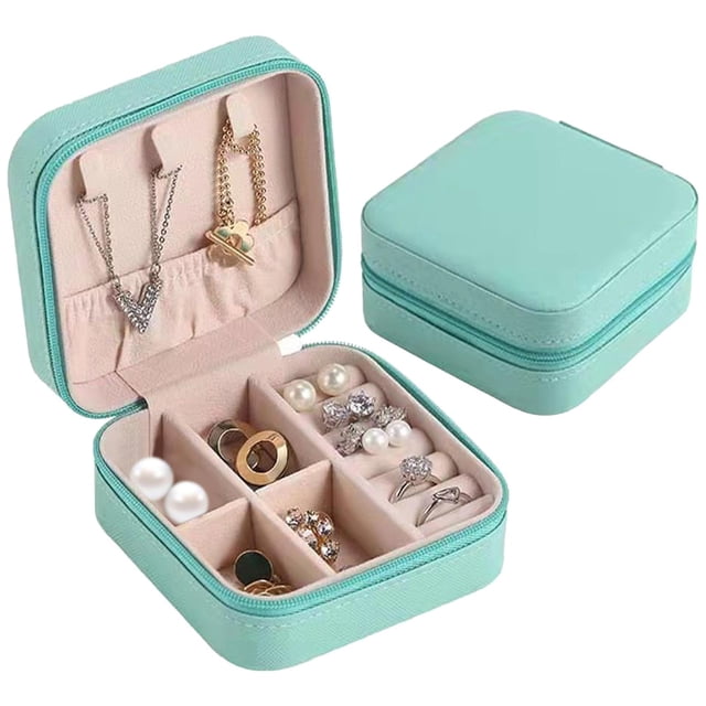 Caja de almacenamiento de joyería de 2 capas perfecl EstiloE-Azul