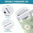 thumbnail image 5 of Daisy Flower Tumbler Handle Lid and Straw Hearts Green Water Bottle Stainless Steel Coffee Travel Tumbler Mug Cup Gifts for Men Women 40oz, 5 of 6
