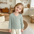thumbnail image 5 of Annhoo Girls Summer Cardigan Comfy Breathable V Neck Long Sleeve Jackets Fashion Ruffle Hem Cute Soft Jacket, 5 of 9