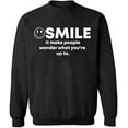 thumbnail image 2 of OXI Crewneck Sweatshirt - Smile It Make People, Basic Casual Sweatshirts for Men's and Women Fleece Sweatshirt Long Sleeve - Dark Heather Medium, 2 of 2