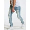 thumbnail image 5 of Crysp Denim Men's Distressed Rip & Repair Stonewashed Skinny Fit Stretch Jeans (28, Light Blue), 5 of 7