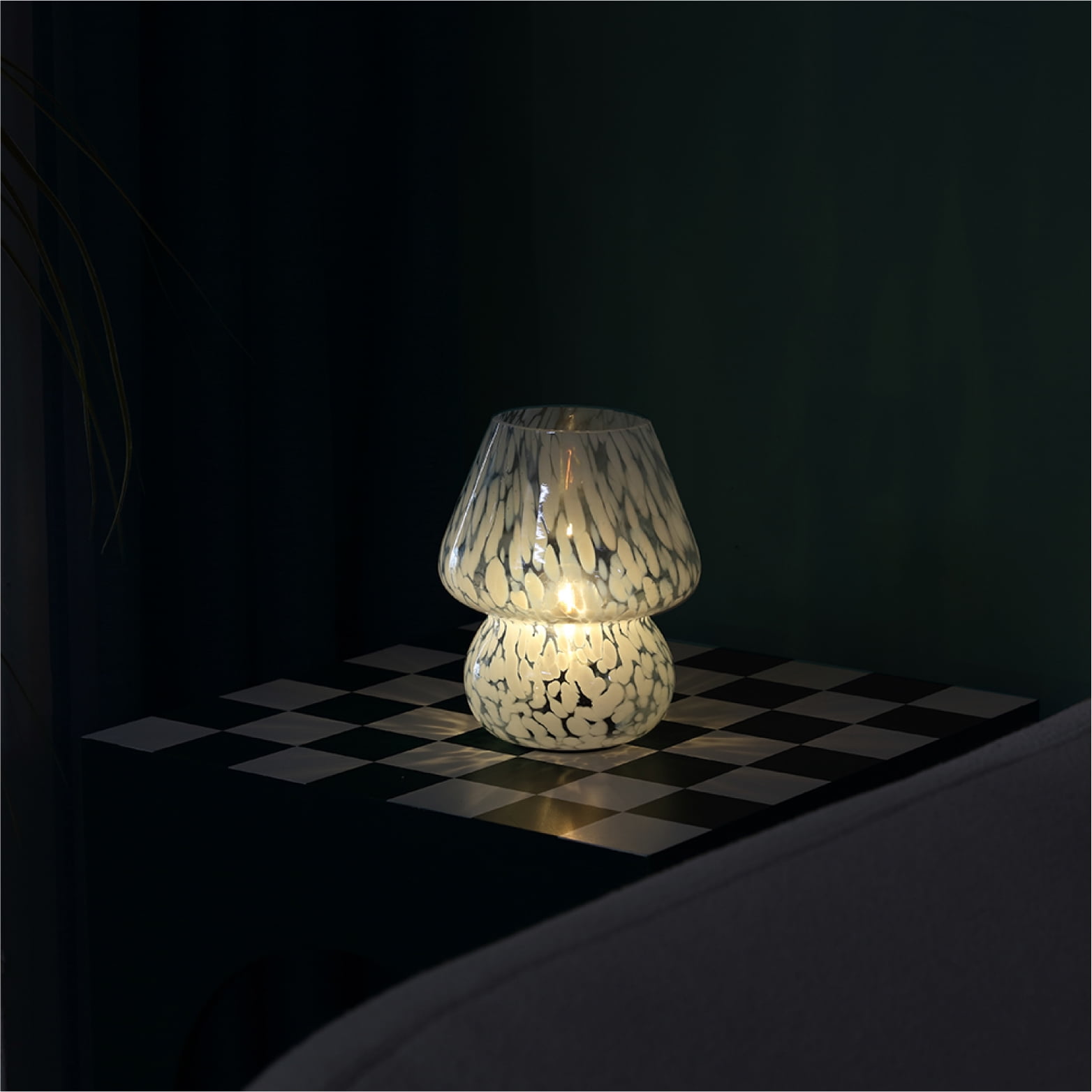 Urban Shop 8" Blue Tortoise Glass Battery-Powered Mushroom Table Lamp