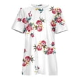 thumbnail image 4 of TSADFHJI Chandails en Molleton pour Femmes Sans Capuche Manches 3/4 2024 T-Shirts Décontractés Col Rond Manches Courtes Plissés Mode Tunique TG Rouge, 4 of 6