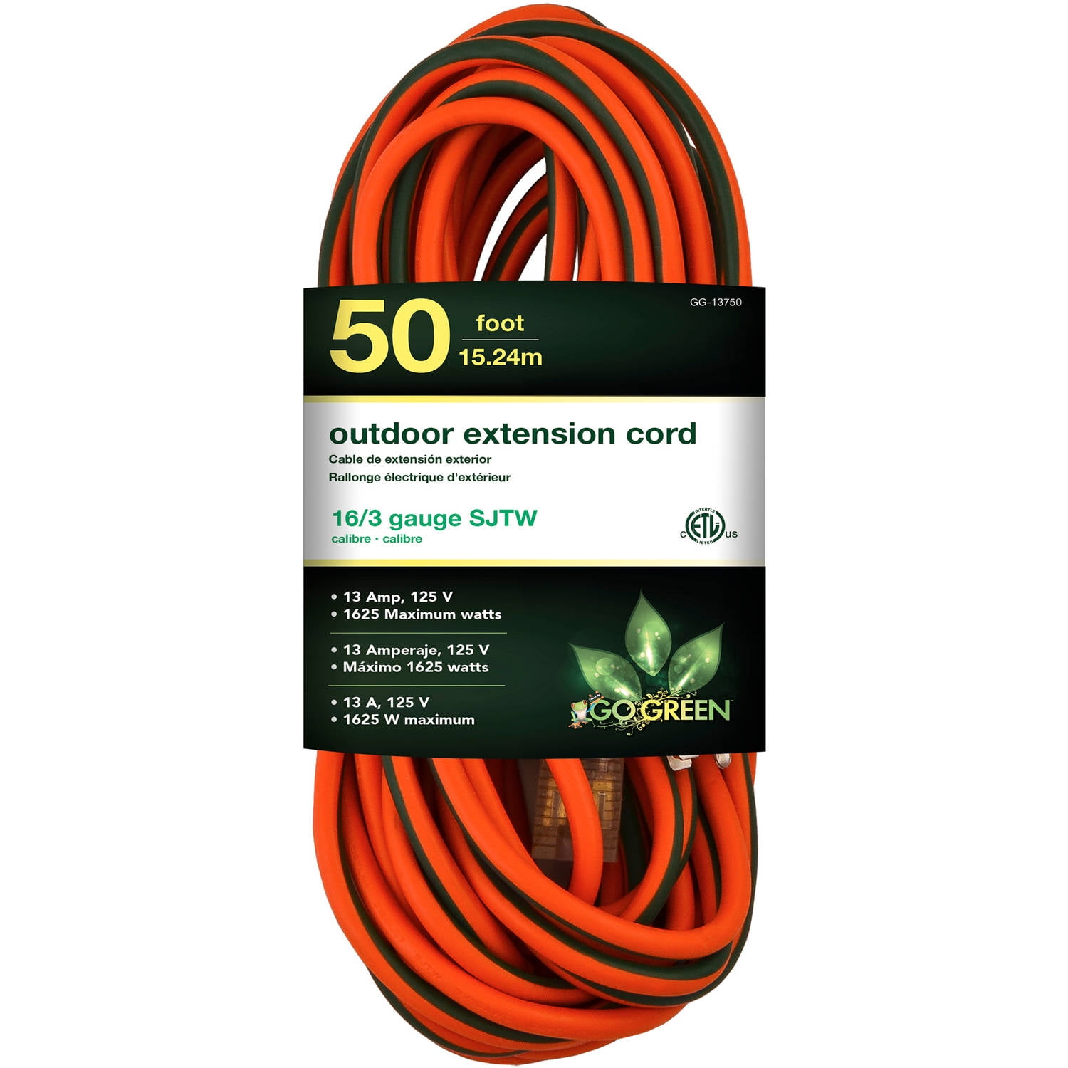 GoGreen Power 16 3 50' 13750 Heavy Duty Extension Cord, Lighted End by GoGreen Power, Inc.