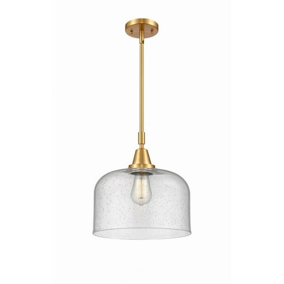 447-1S-SG-G74-L-Innovations Lighting-Bell - 1 Light Stem Hung Mini Pendant In Industrial Style-14.13 Inches Tall and 12 Inches Wide-Satin Gold
