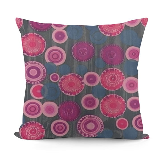 YINGXI Pink and Grey Decorative Throw Pillow Case, Doodle Style Swirled Circle Flower Pattern Ornamental Flourish, Couch Bedroom ,Fuchsia Magenta Grey 12x12in