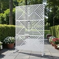 thumbnail image 2 of Tcbosik Metal Privacy Screen Outdoor, 76"H x 48"W Freestanding Privacy Fence, Decorative Privacy Panel for Courtyard, Balcony, Garden, Poolside, White, 2 of 8
