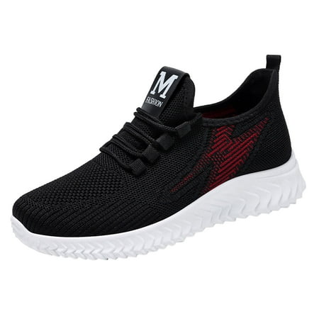 

Puawkoer Fashionable Autumn Women Sports Shoes Flat Soft Mesh Breathable Comfortable Solid Color Lace Up Casual Style